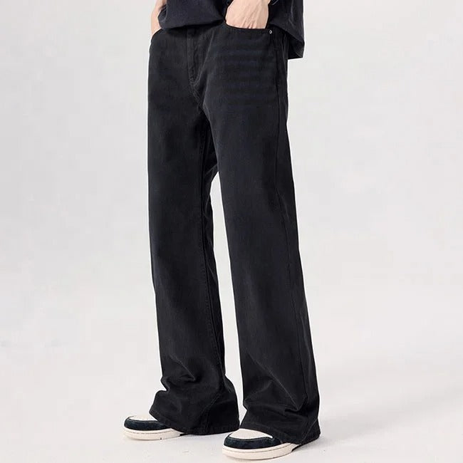 Black Relaxed Straight-Leg Jeans