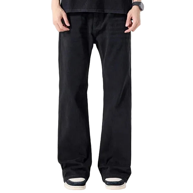 Black Relaxed Straight-Leg Jeans