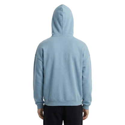Light Blue Zip-Up Hoodie with Drop Shoulders and Kangaroo Pockets