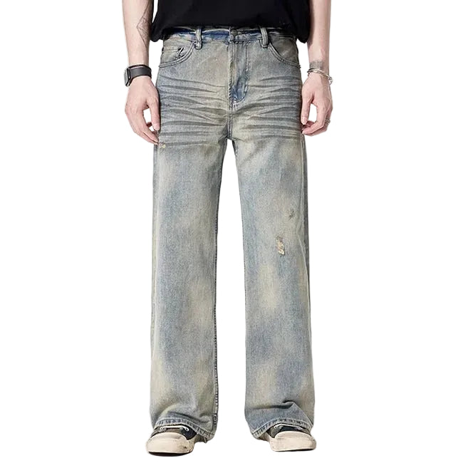 Vintage Wash Straight-Leg Jeans