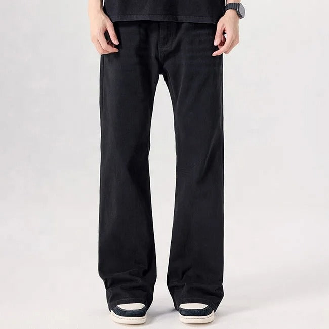 Black Relaxed Straight-Leg Jeans
