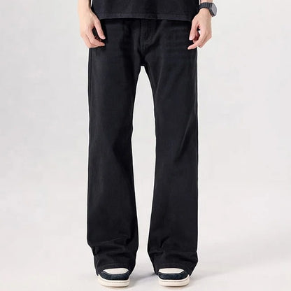 Black Relaxed Straight-Leg Jeans