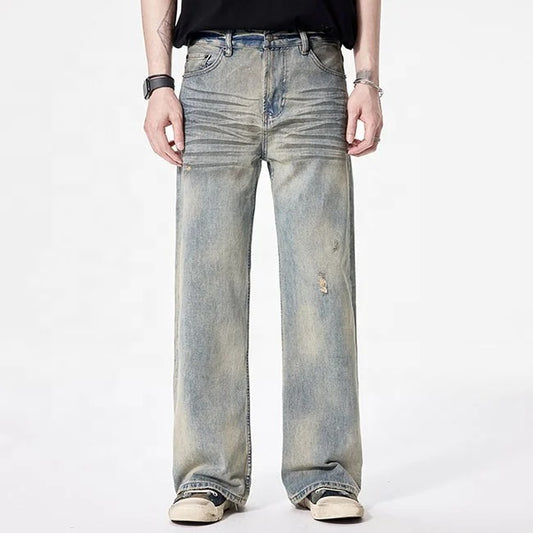 Vintage Wash Straight-Leg Jeans