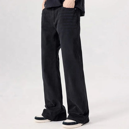 Black Relaxed Straight-Leg Jeans