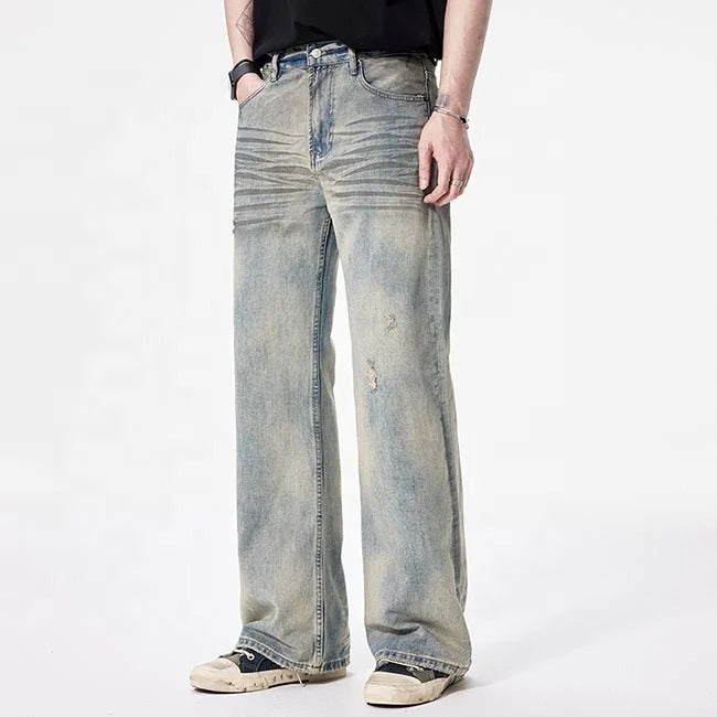 Vintage Wash Straight-Leg Jeans