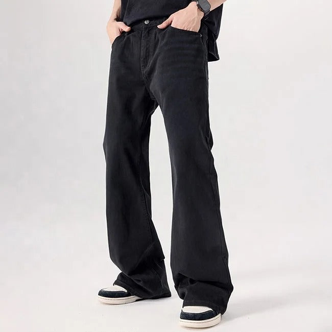 Black Relaxed Straight-Leg Jeans