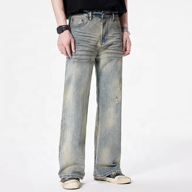 Vintage Wash Straight-Leg Jeans