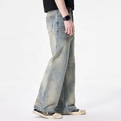 Vintage Wash Straight-Leg Jeans