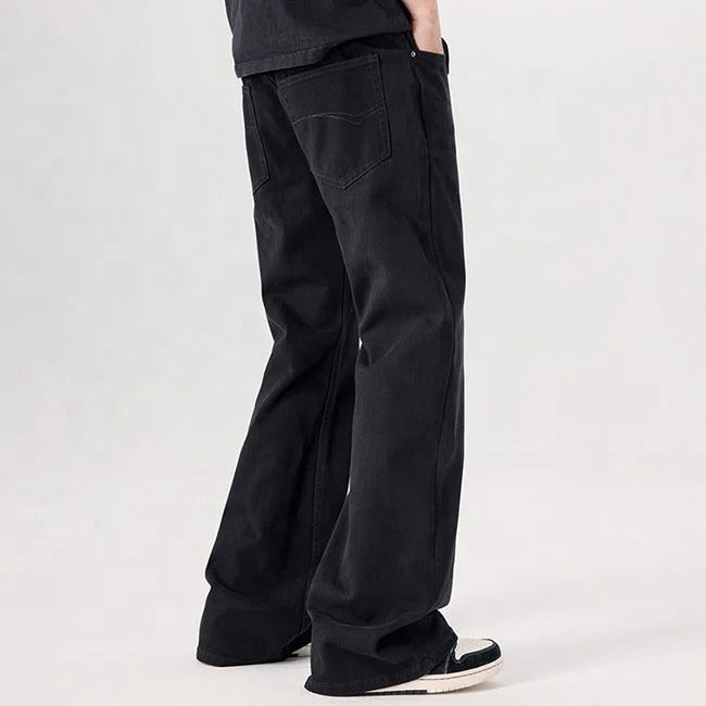 Black Relaxed Straight-Leg Jeans