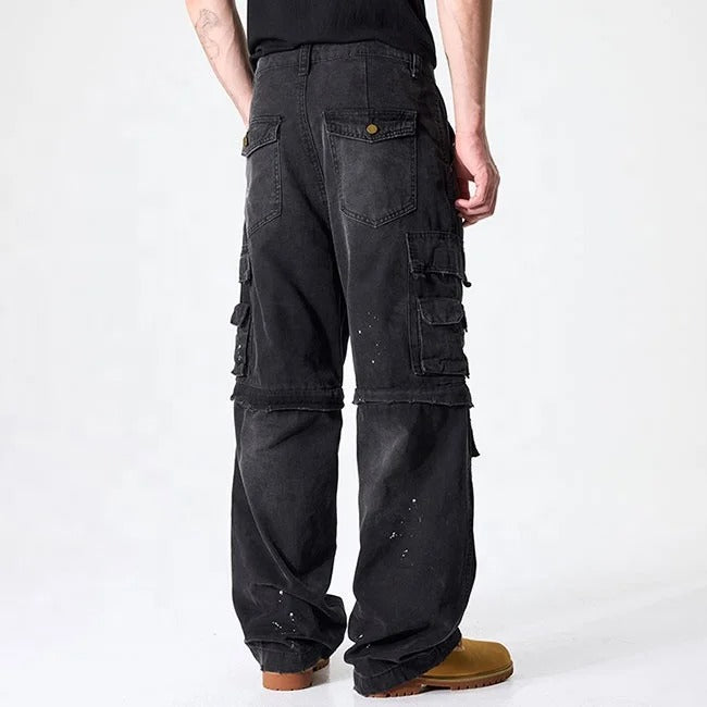 Black Multi-Pocket Cargo Jeans