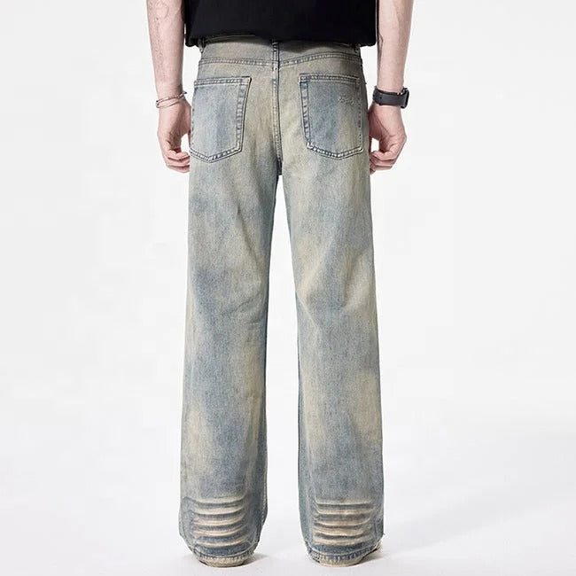 Vintage Wash Straight-Leg Jeans