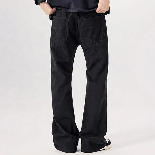Black Relaxed Straight-Leg Jeans
